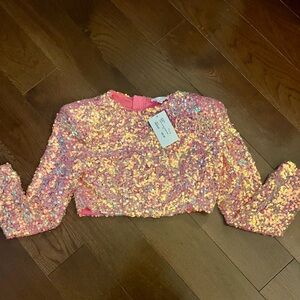 NWT Mable Pretty in Pink Sequin Crop Top